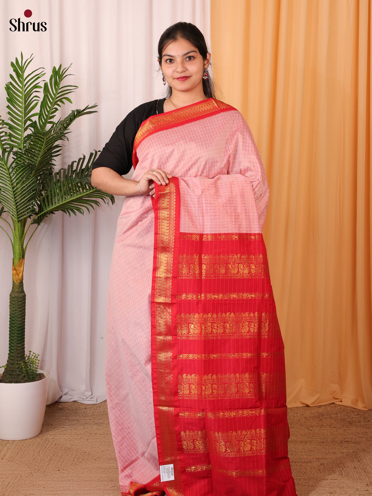 Baby Pink & Pink - Kalyani Cotton Saree - Shop on Shrus.com