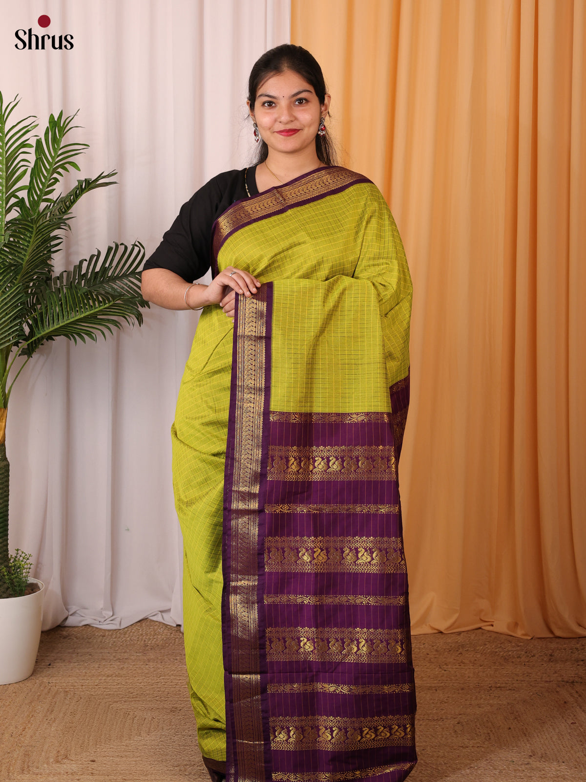 Green & Violet - Kalyani Cotton Saree - Shop on Shrus.com