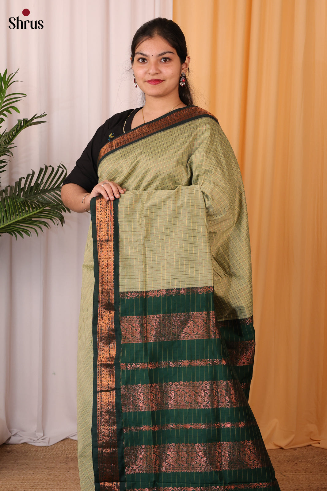 Elachi Green & Green - Kalyani Cotton Saree - Shop on Shrus.com