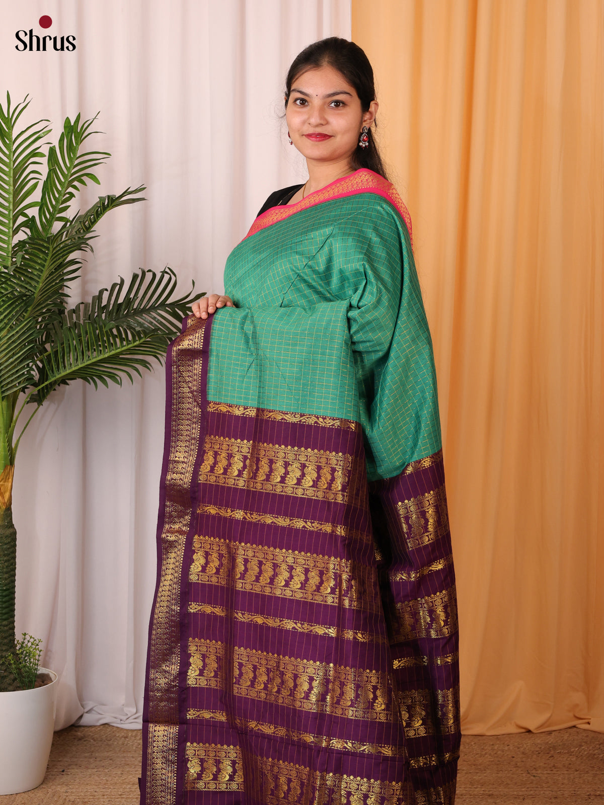 Green & Violet - Kalyani Cotton Saree