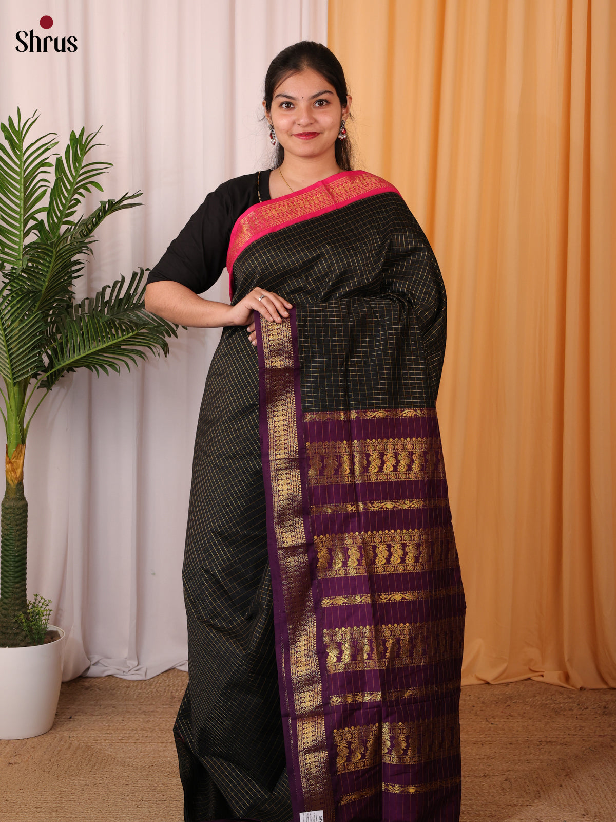 Black & Violet - Kalyani Cotton Saree