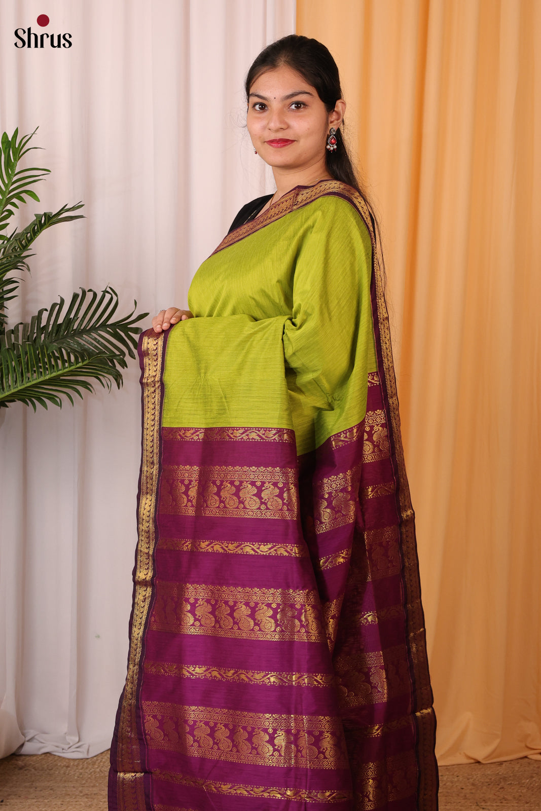 Green & Purple - Kalyani Cotton Saree - Shop on Shrus.com