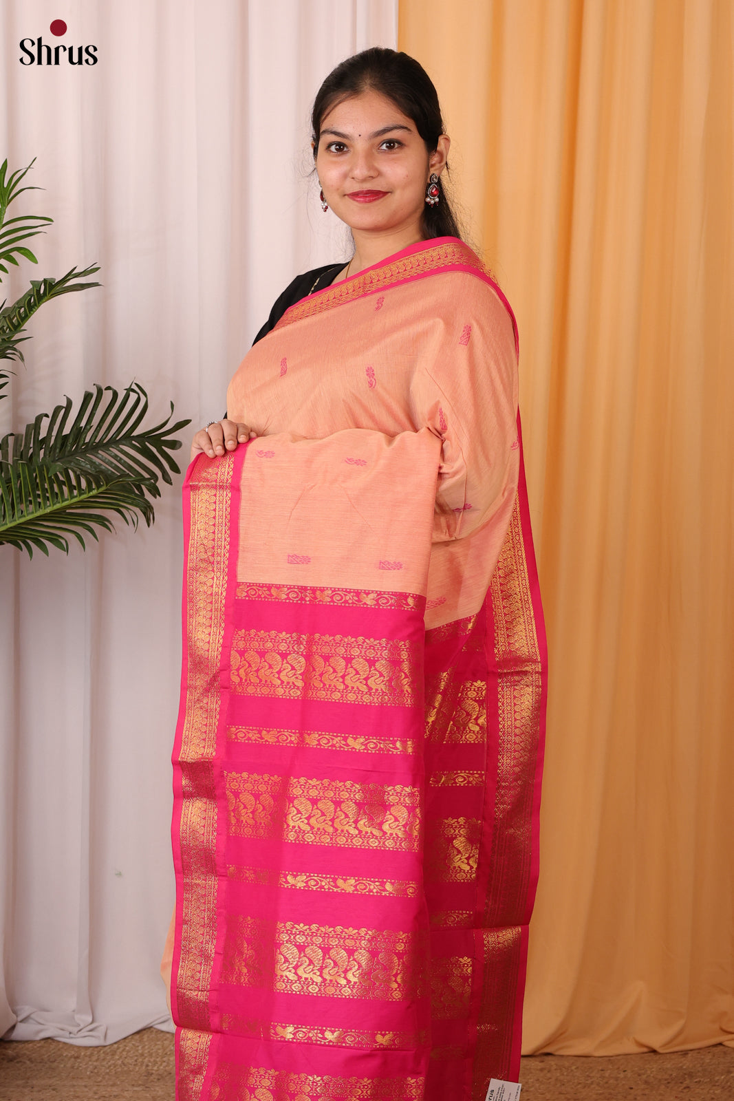 Peach & Pink - Kalyani Cotton Saree - Shop on Shrus.com