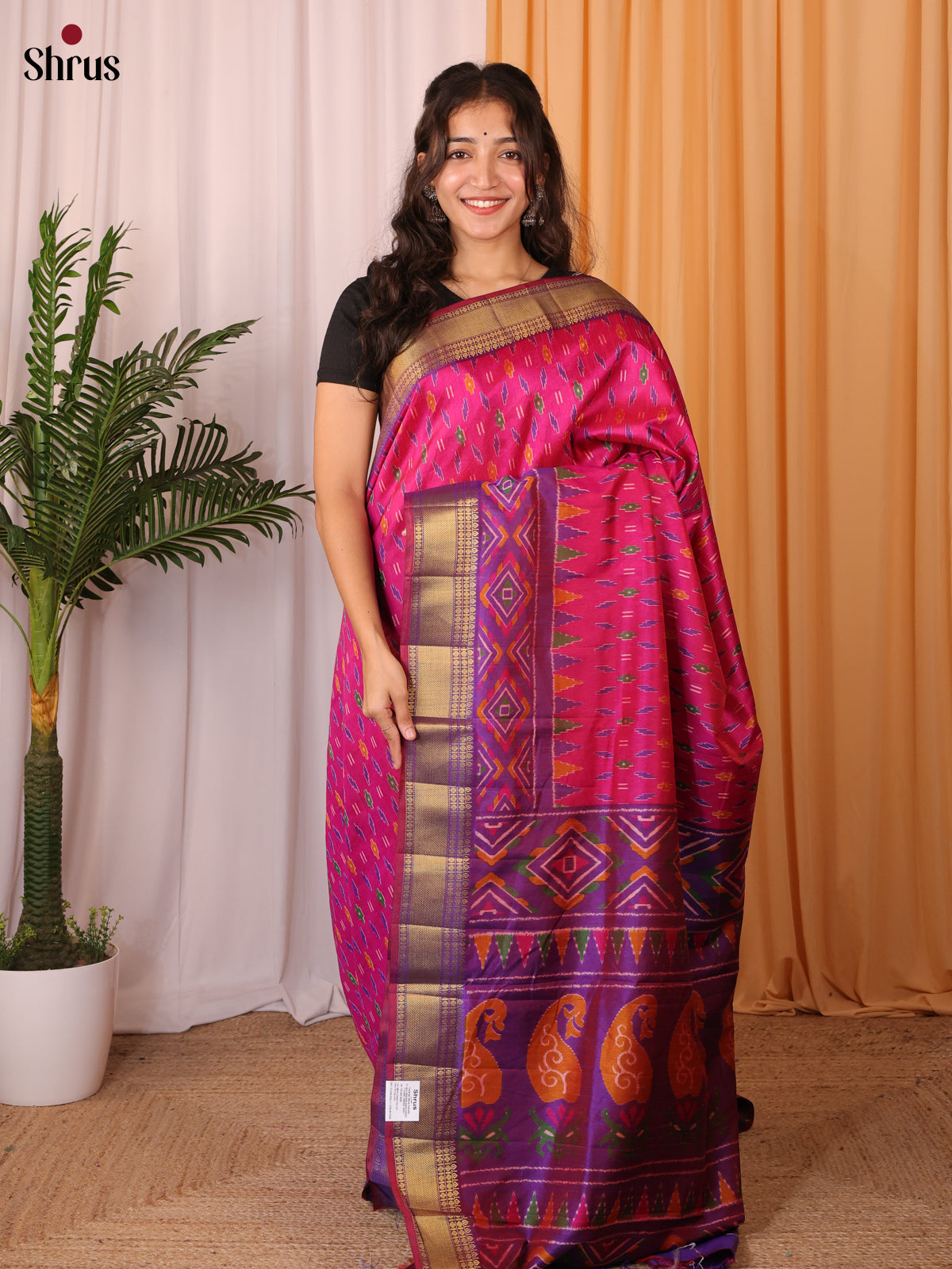 Pink & Purple - Semi Patola Saree - Shop on Shrus.com