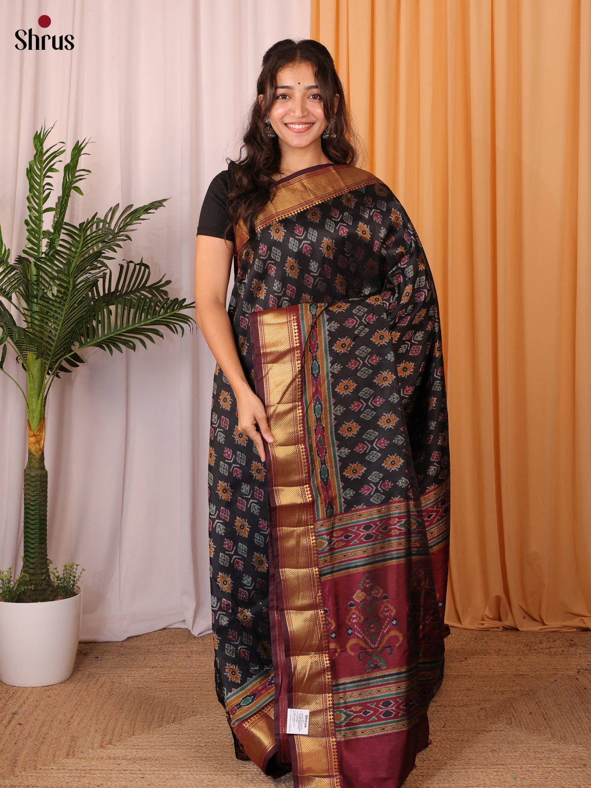 Black & Brown - Semi Patola Saree - Shop on Shrus.com