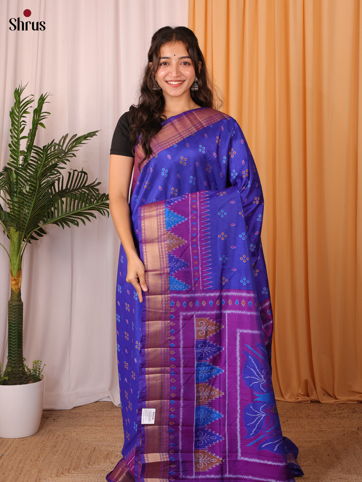 Blue & Purple - Semi Patola Saree - Shop on Shrus.com