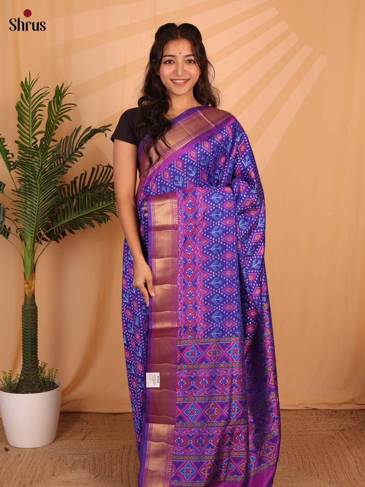 Blue &  Purple - Semi Patola Saree - Shop on Shrus.com