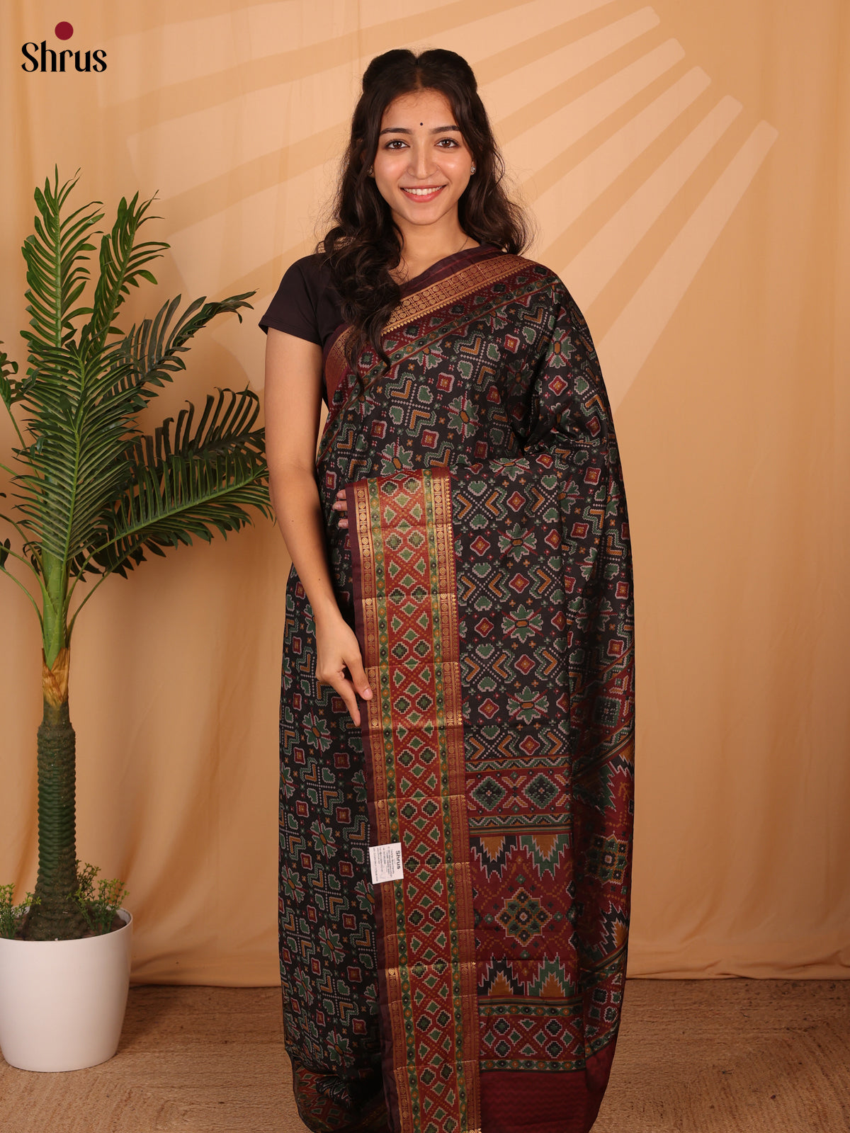 Black & Brown- Semi Patola Saree - Shop on Shrus.com