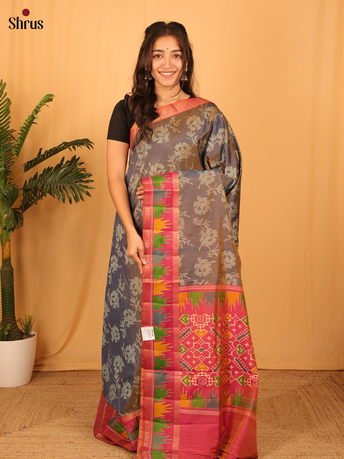 Purple & Pink - Semi Patola Saree - Shop on Shrus.com