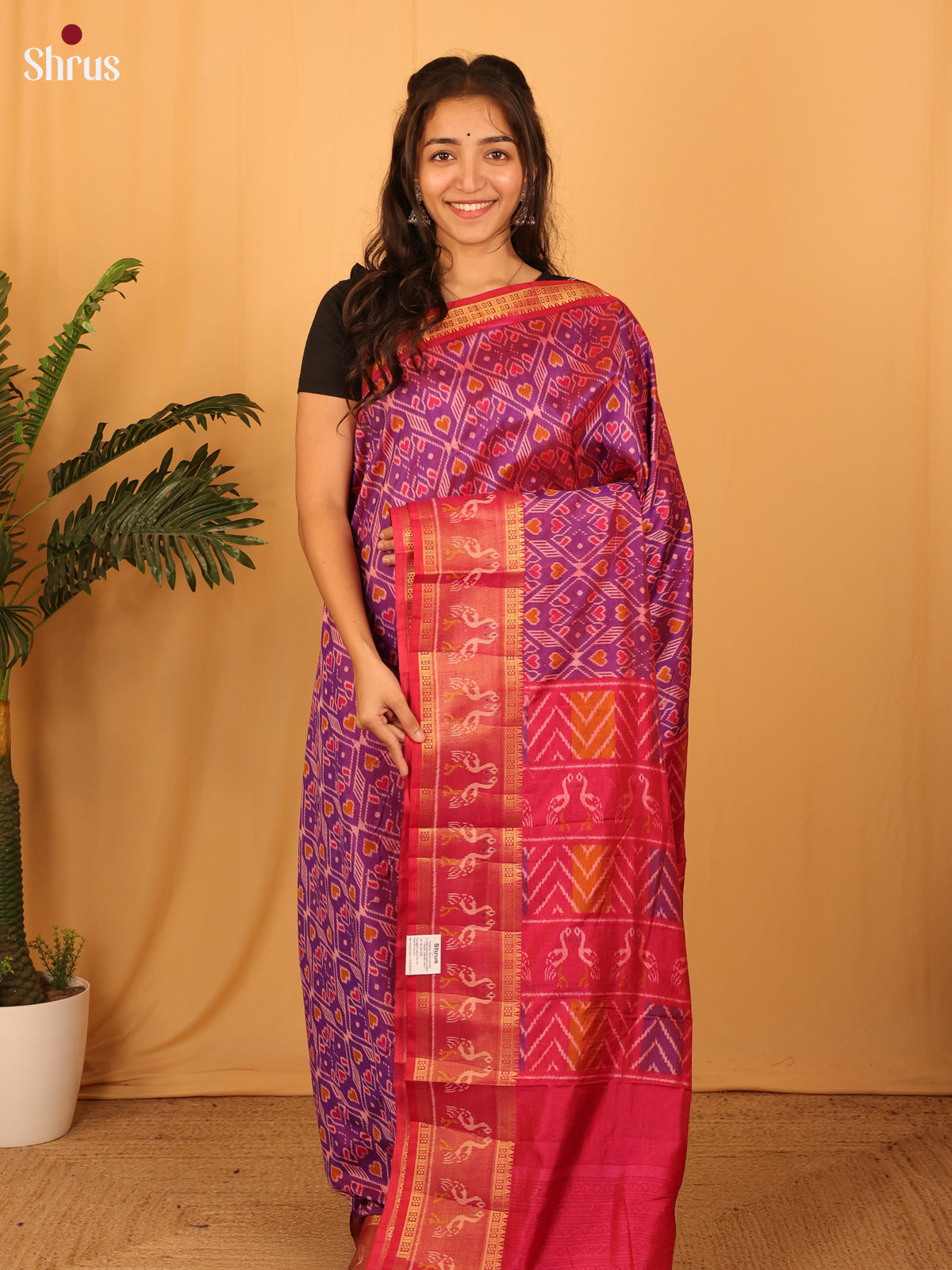 Purple & Pink - Semi Patola Saree - Shop on Shrus.com