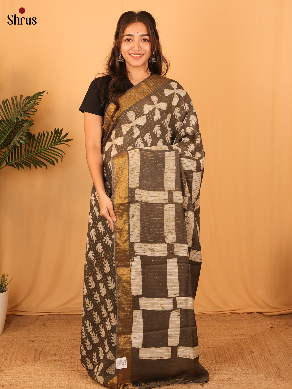 Grey - Semi Chanderi Saree