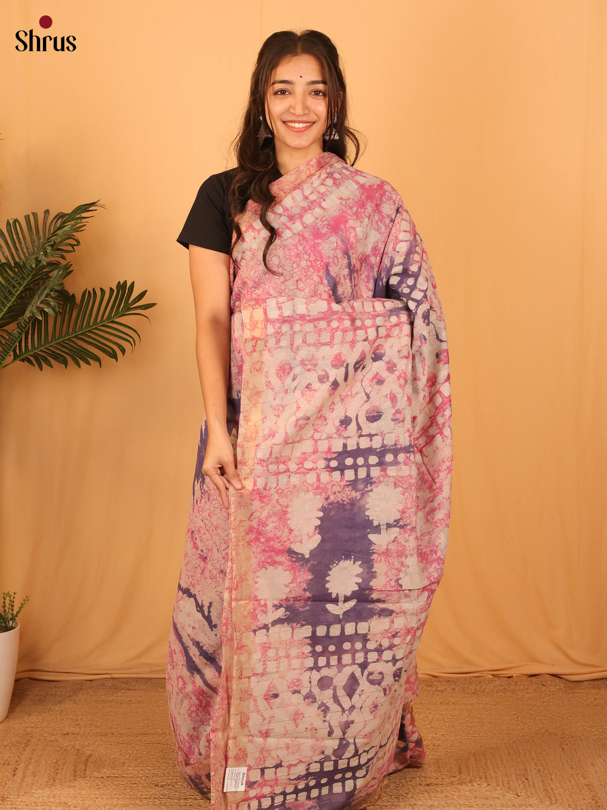 Pink - Semi Chanderi Saree