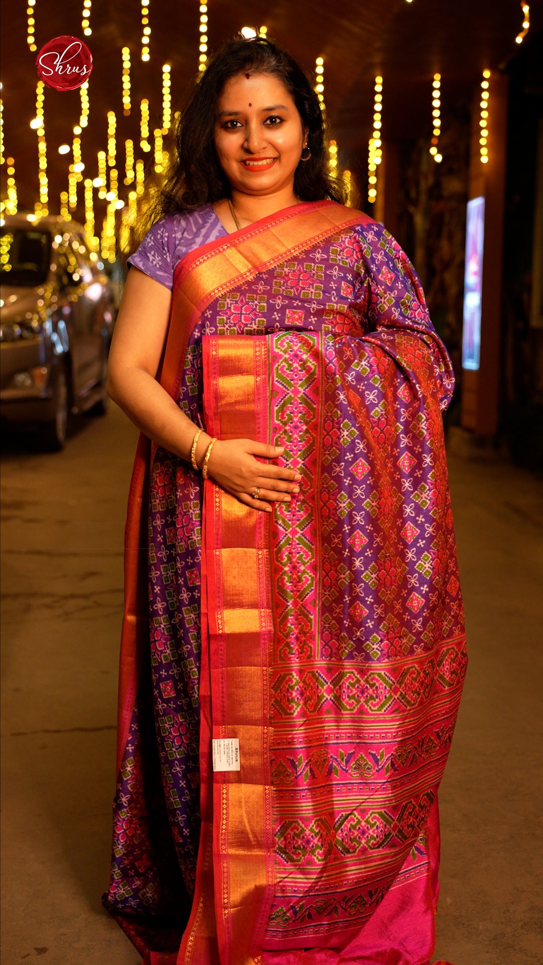 PURPLE & PINK- SEMI PATOLA SAREE - Shop on ShrusEternity.com