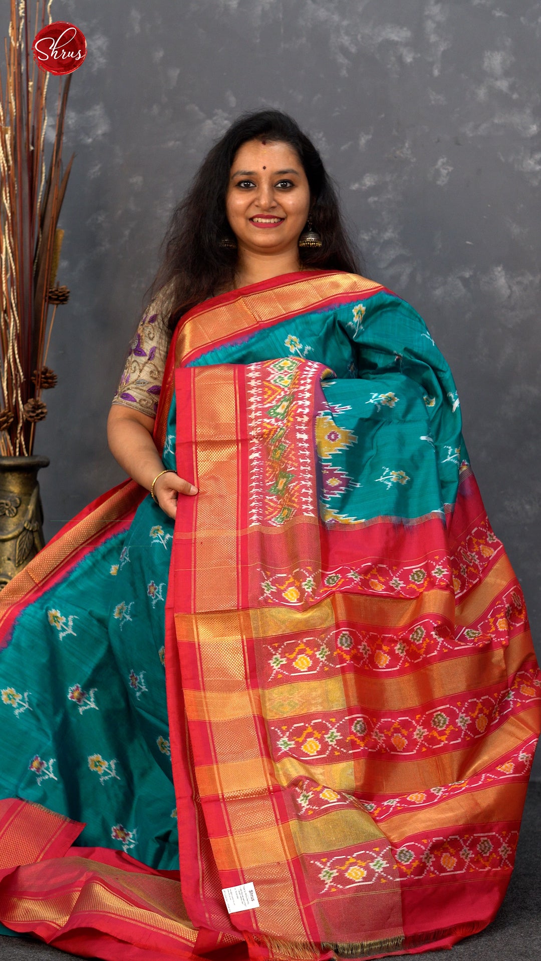 Green & Pink- Ikkat Silk Saree - Shop on ShrusEternity.com