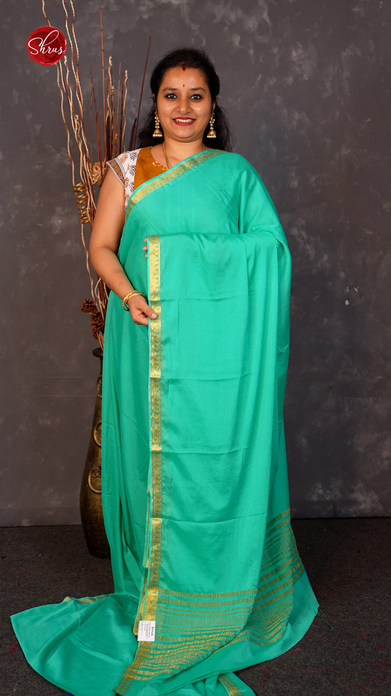 Teal green(Single Tone) - Semi Mysoresilk Saree - Shop on ShrusEternity.com