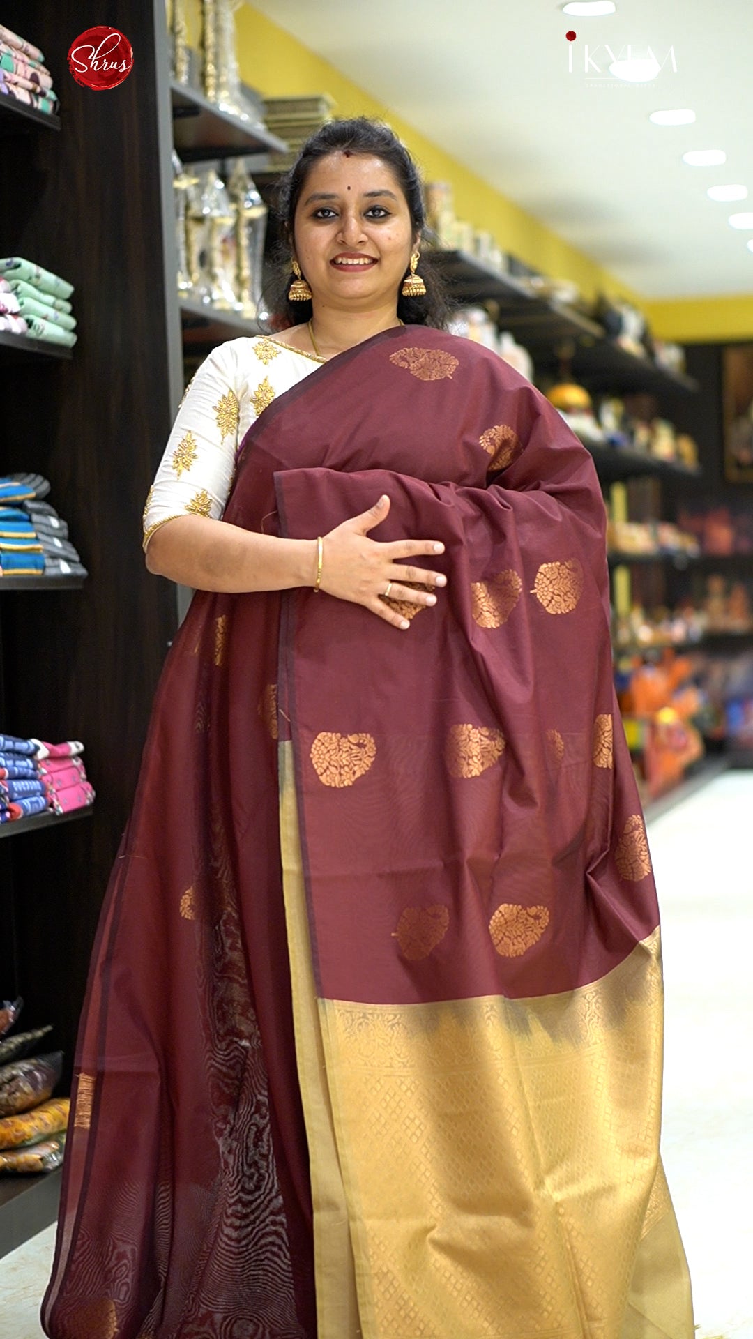 Brown & Sandal - Semi Tussar Saree - Shop on ShrusEternity.com