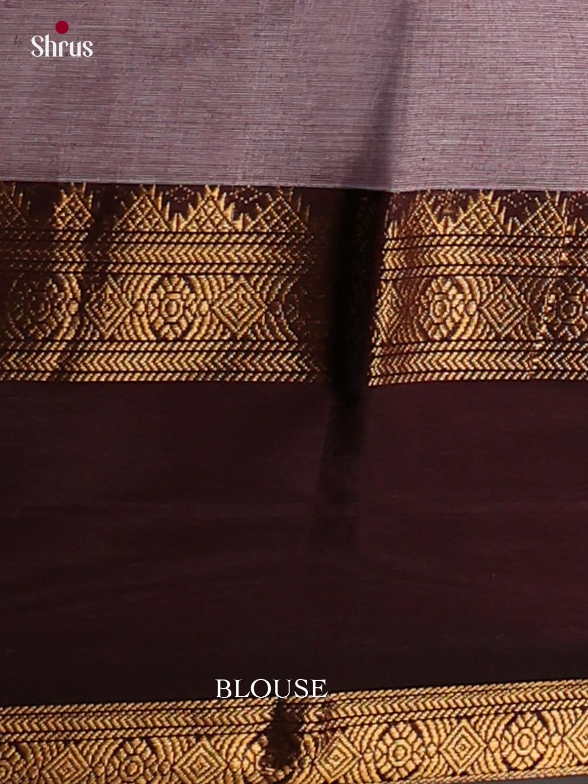 Charming Lavender Chettinad Cotton Saree With Gold Buttas & Brown Rettapet Zari Border