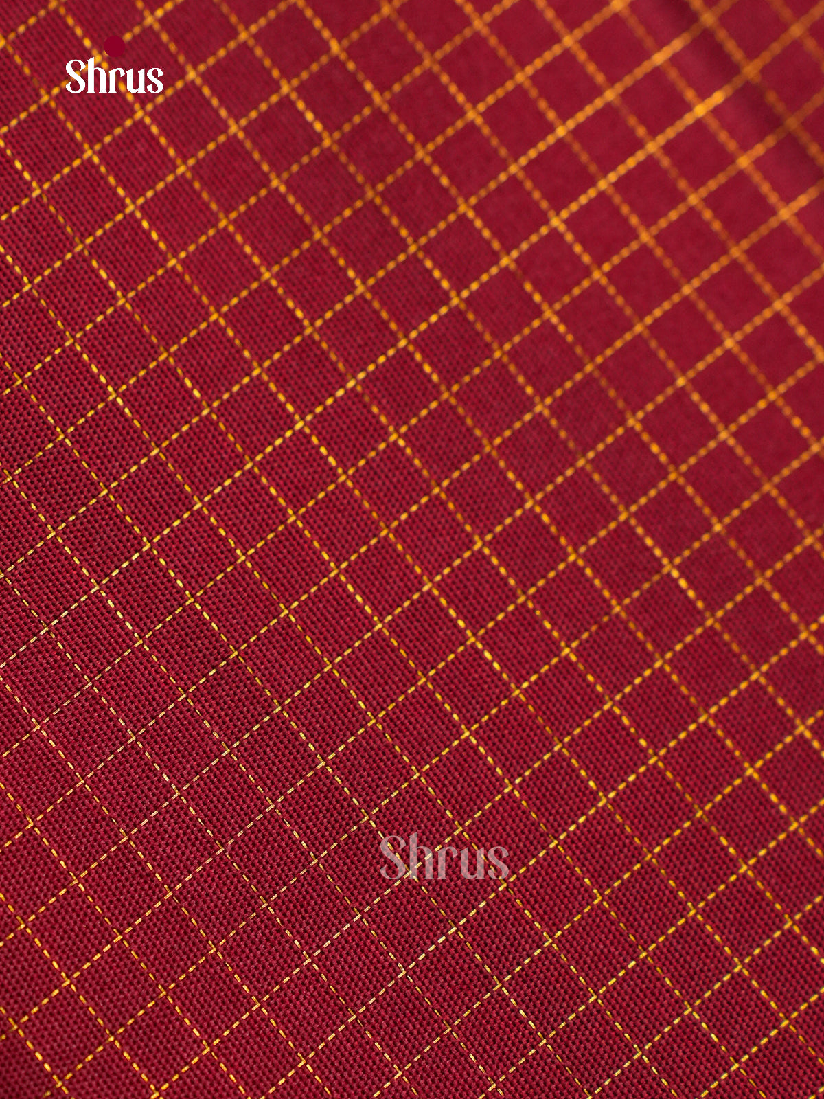 Chic Arakku Kanchipuram Pattu Saree With Fine Zari Checks | Self Pallu with Zari Bands & Geometric Patterns