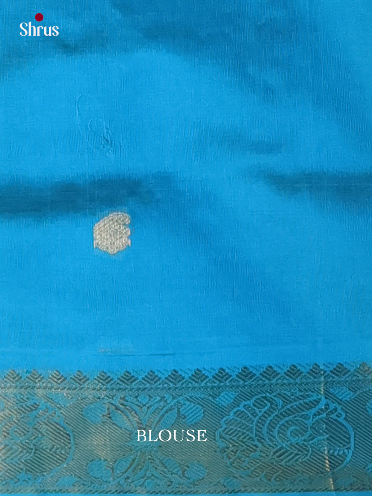 Chic Dark Green Silk Cotton Saree With Gold Manga Buttas & Blue Peacock Woven Zari Border 2