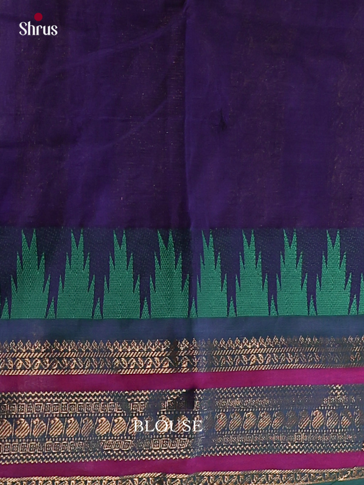 Chic Indigo Chettinad Cotton Sarees With Thread Buttas & Sea Green Temple Zari Border
