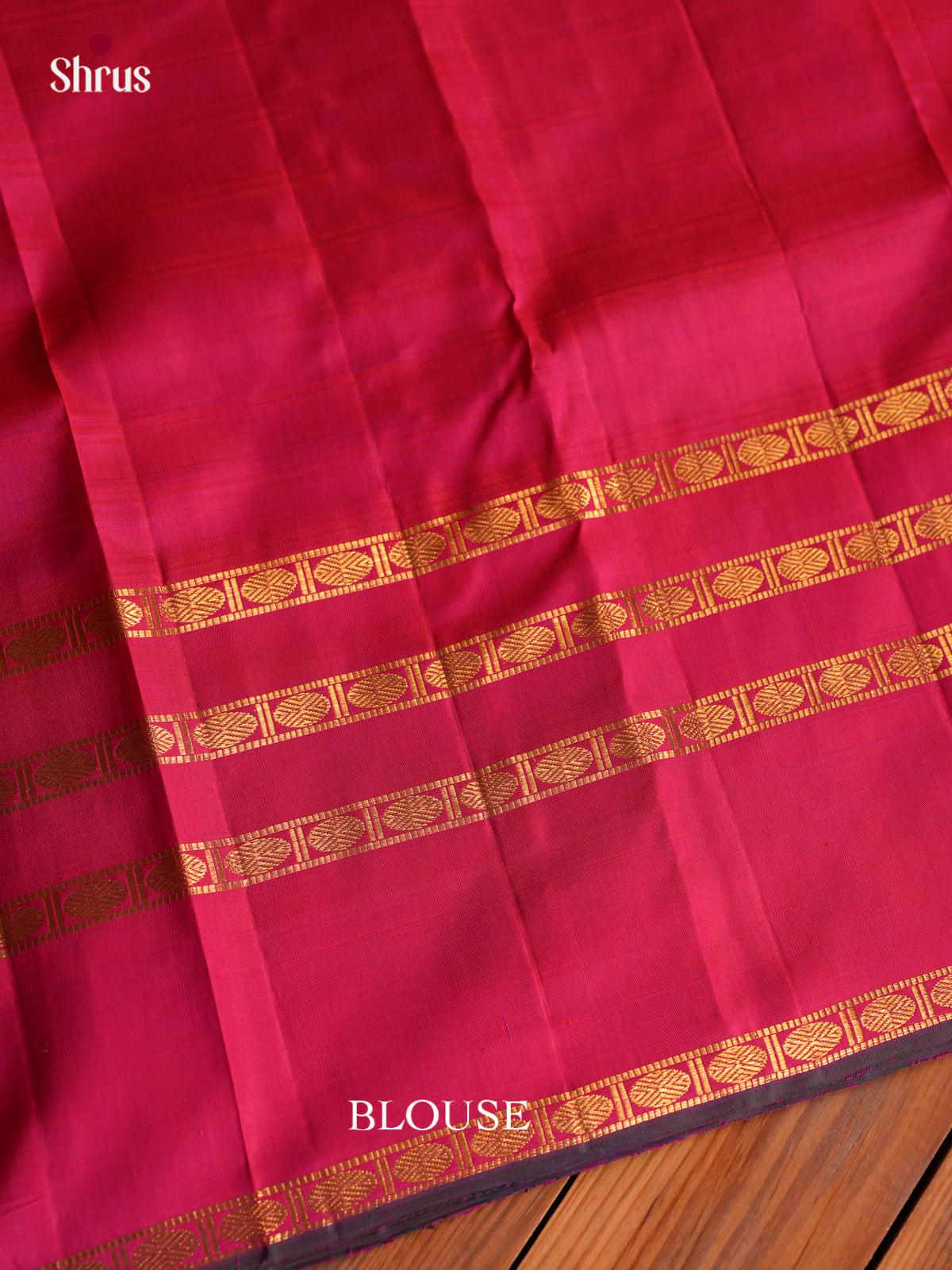 Chic Magenta Kanchi Pattu Saree With Green & Gold Striped Bands | Self Border With Zari Bands