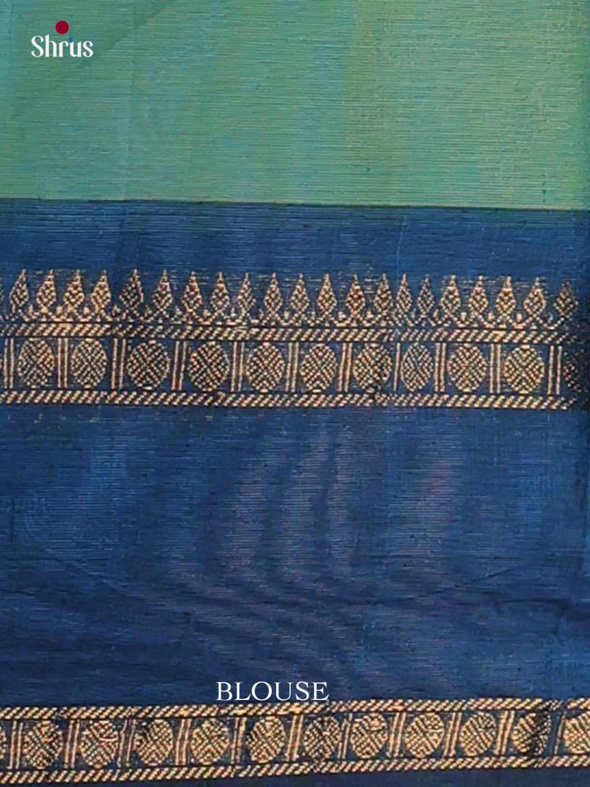 Chic Teal Green Chettinad Cotton Sarees With Gold Buttas, Blue Border & Zari Pallu With Yazhi Motifs