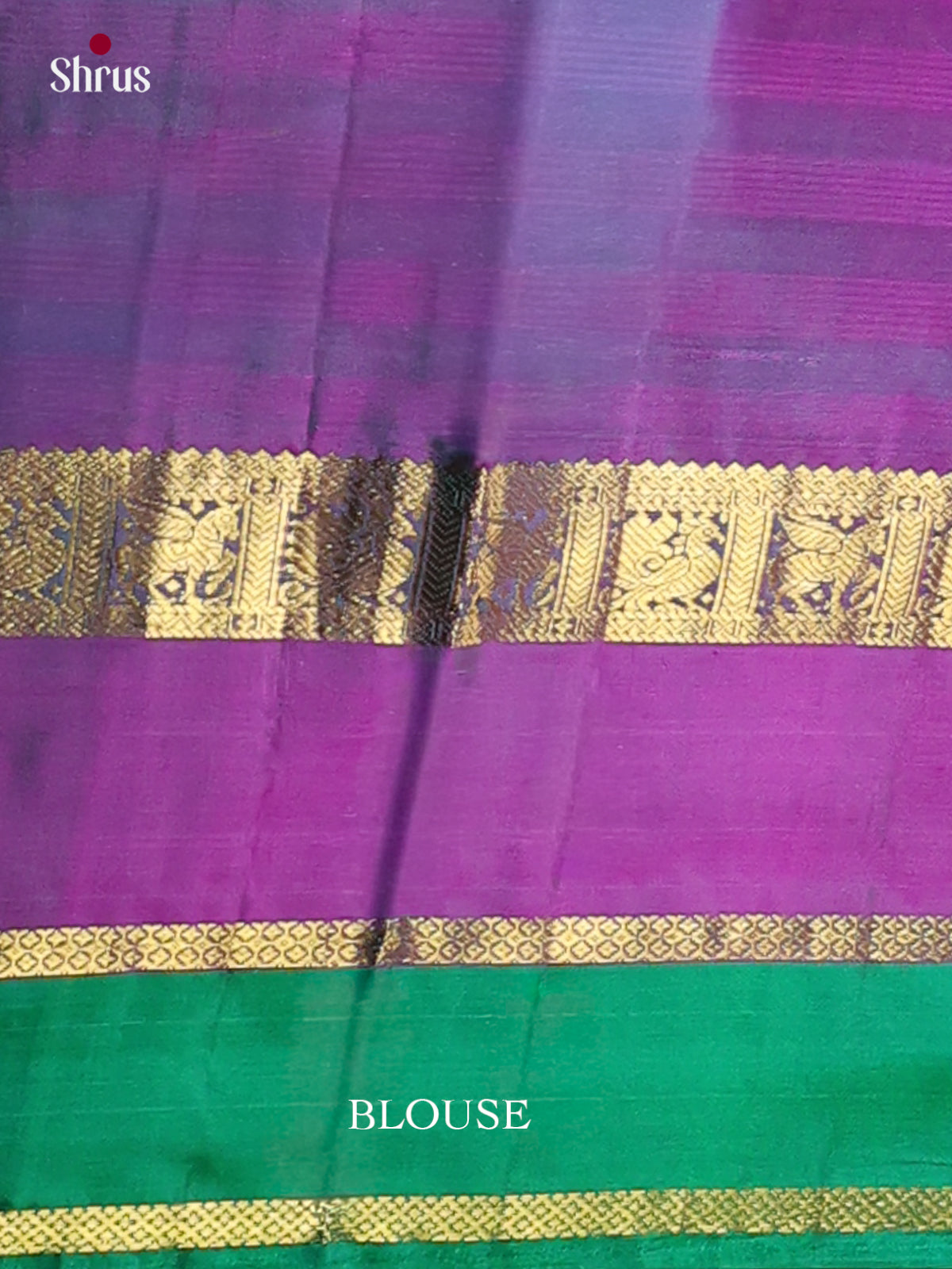 Classic Blue Pattu Saree With Self Stripes | Zari Border With Green & Magenta Bands