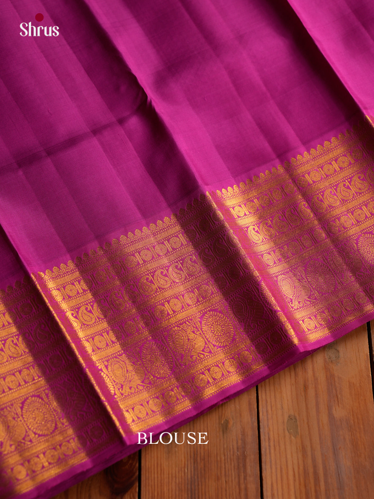 Classic Olive Green Kanchipuram Saree With Gold Floral Buttas | Magenta Border With Zari Bands