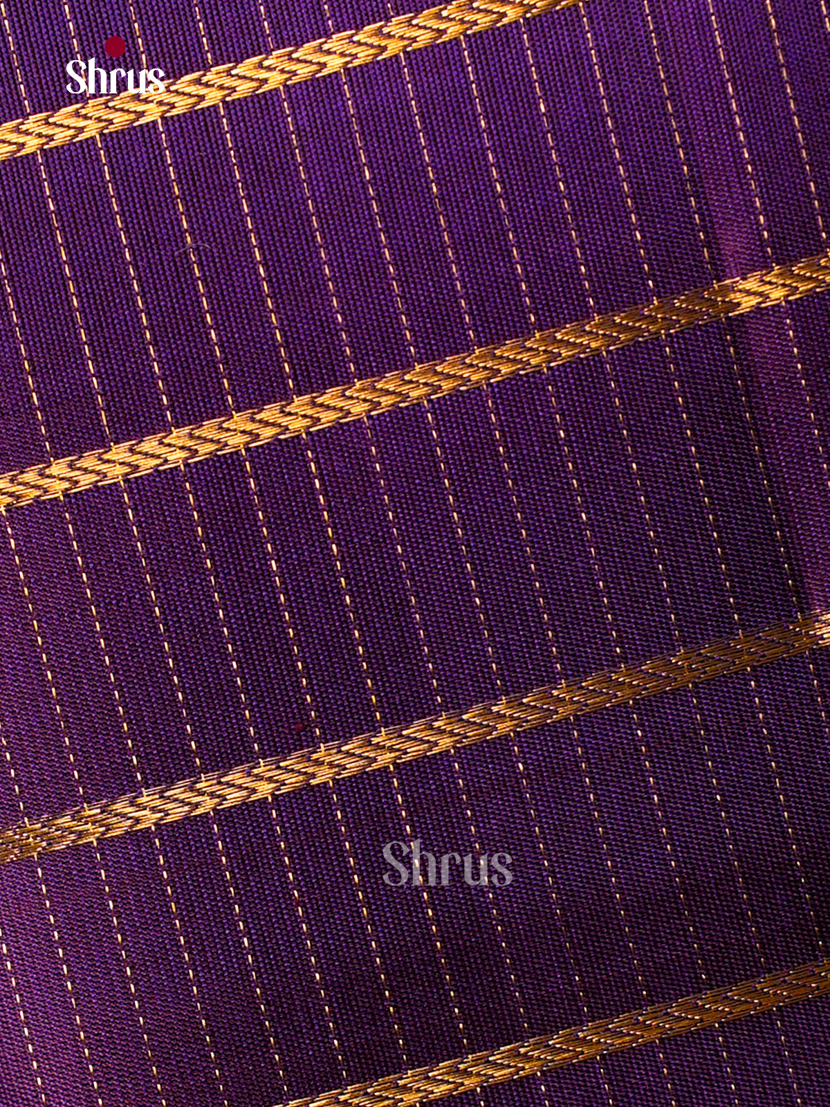 Classy Dark Purple Kanchipuram Pattu Saree With Horizontal Stripes | Self Zari Border & Brocade Pallu