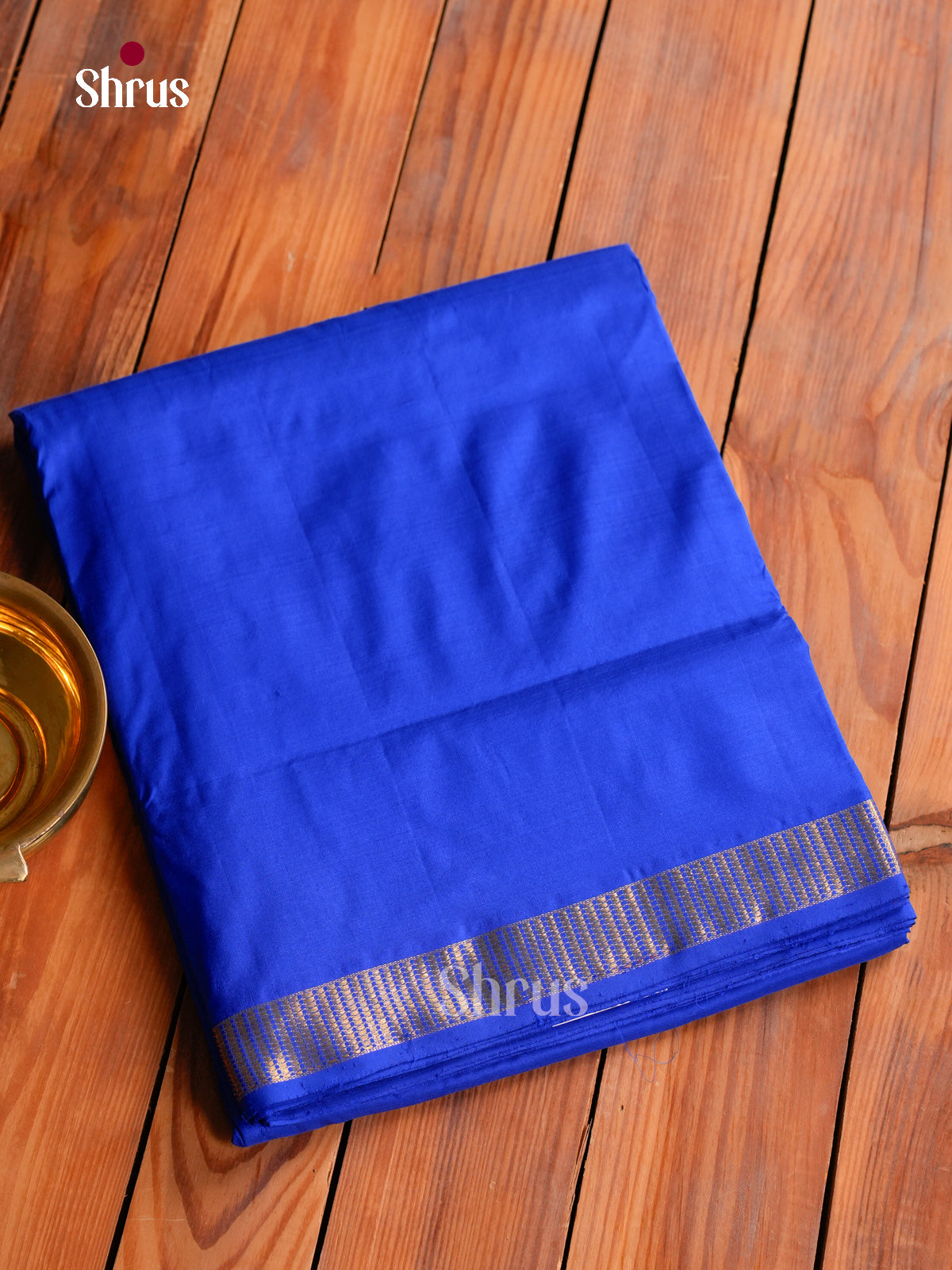 Classy Royal Blue 9Yards Kanchipuram Saree With Plain Body | Self Kaddi Zari & Chit Pallu