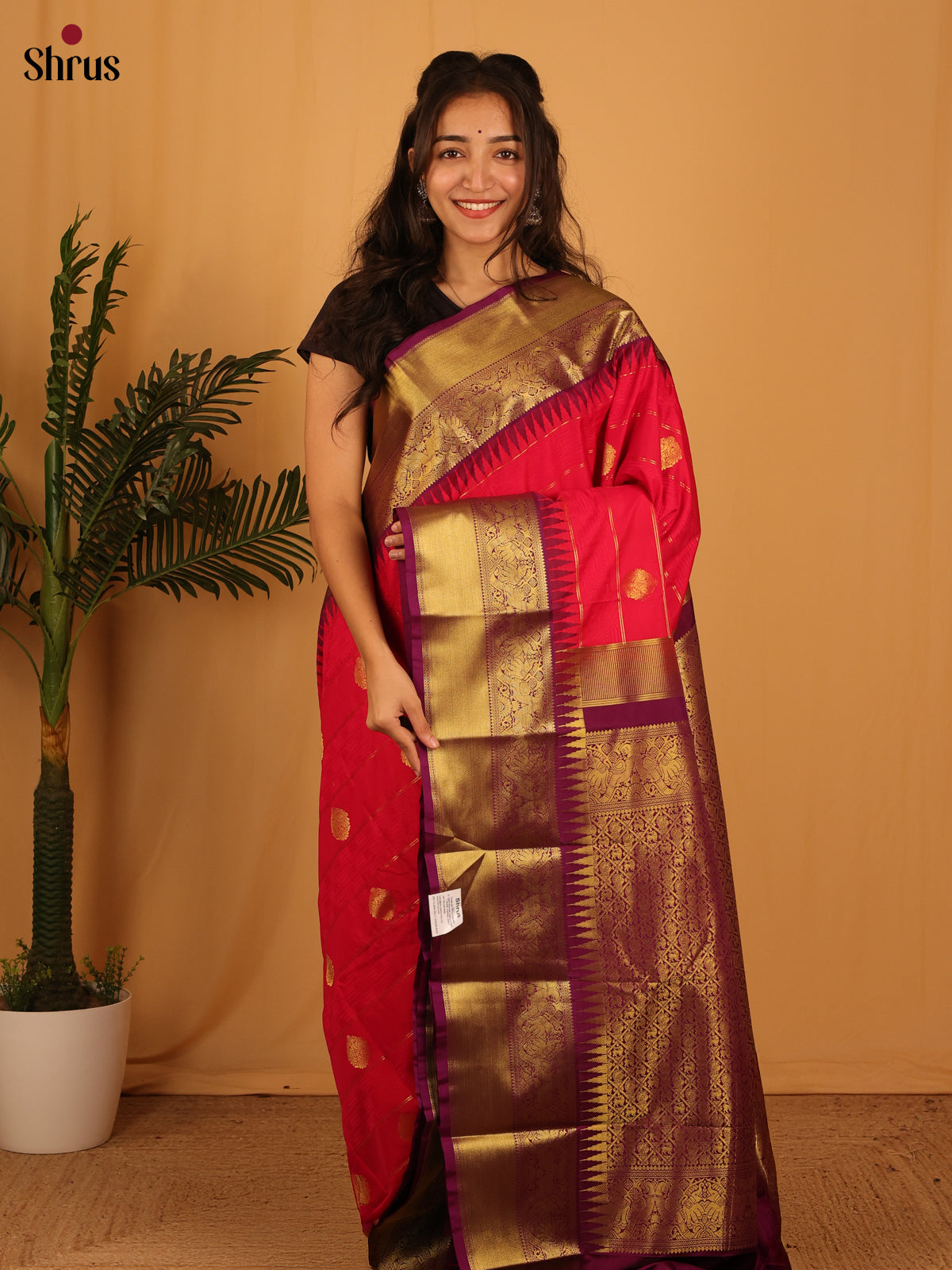 Red & Purple - Bangalori silk Saree - Shop on Shrus.com