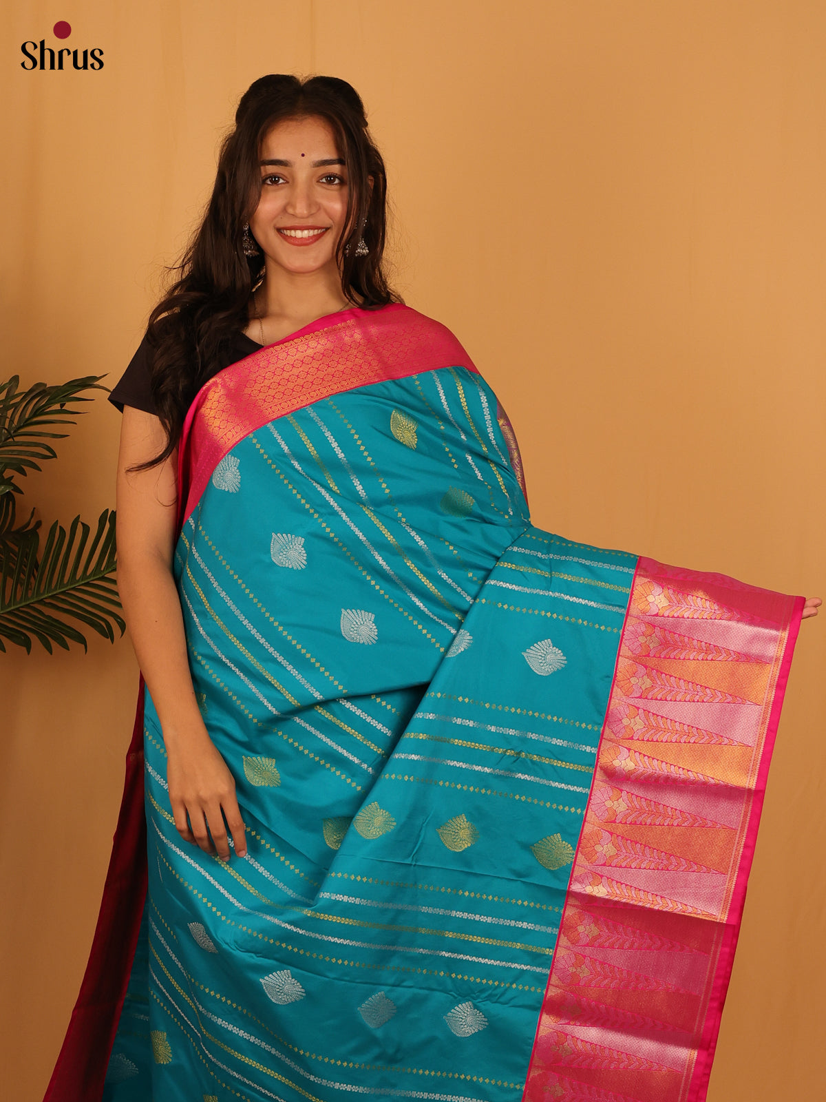 Teal & Pink- Bangalori silk Saree