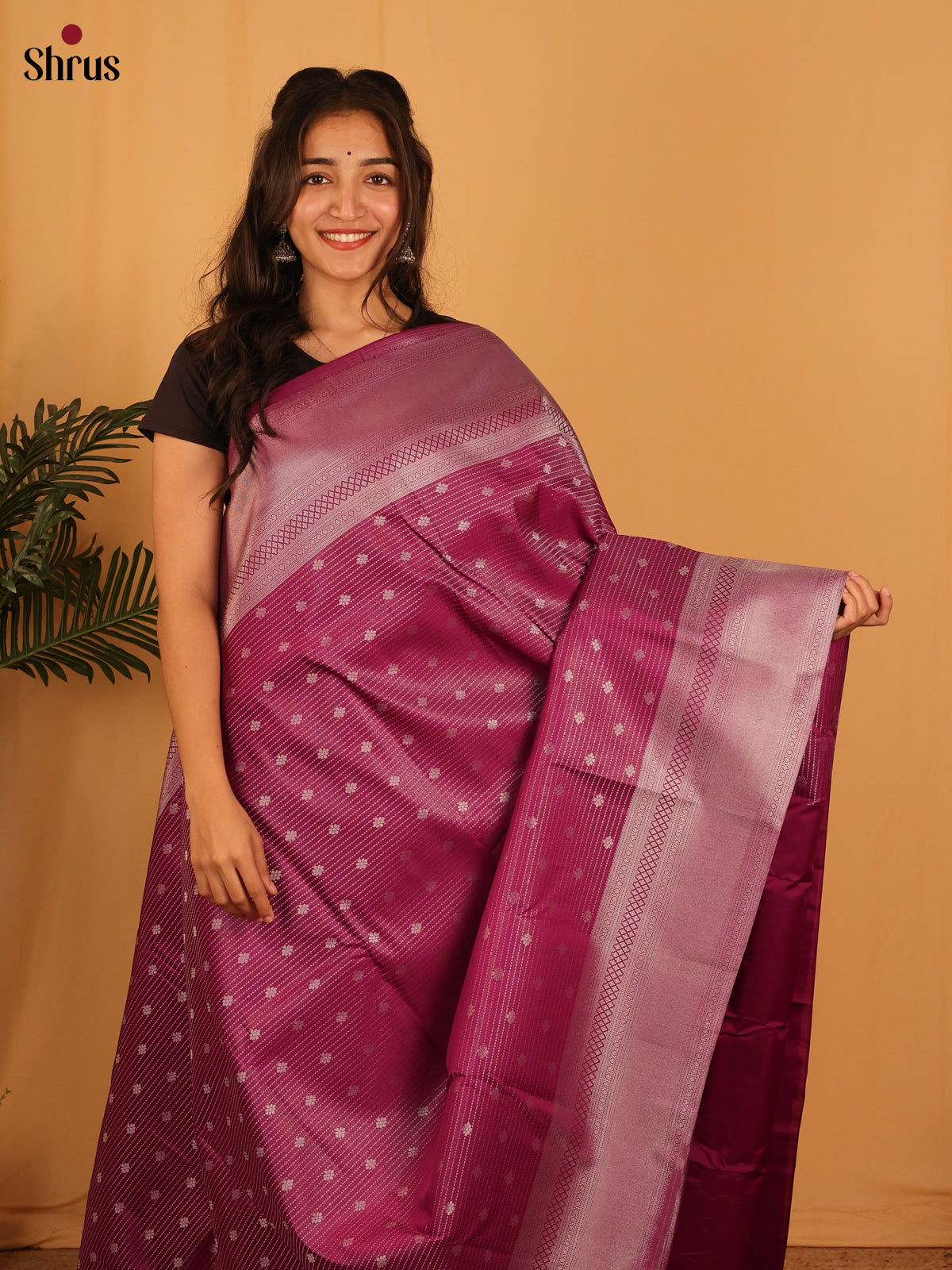 Purple - Bangalori silk Saree - Shop on Shrus.com