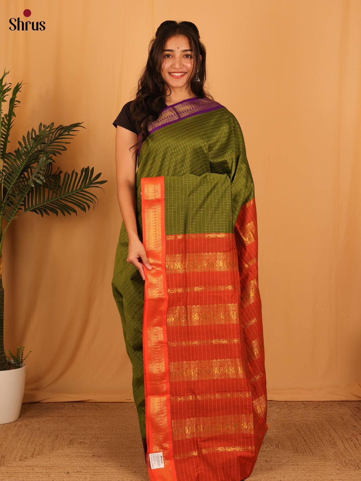 Green & Orange - Kalyani Cotton Saree