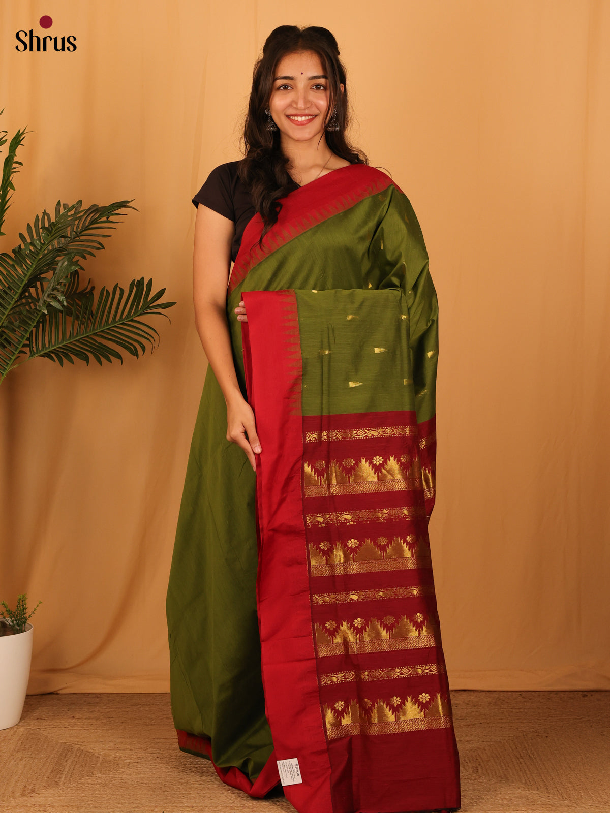 Green & Maroon - Kalyani Cotton Saree