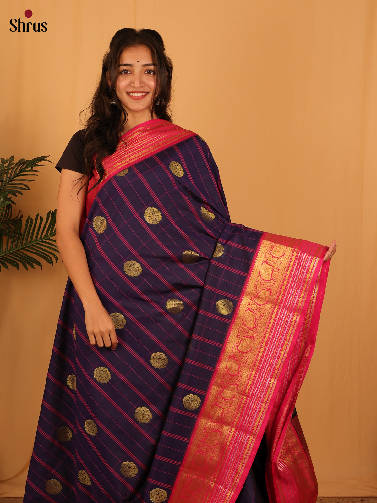 Violet & Pink- Bangalori silk Saree