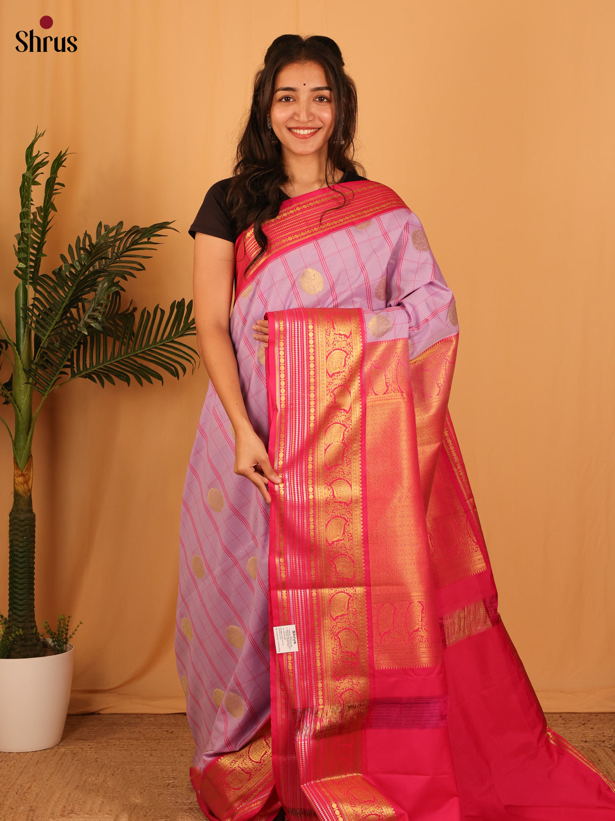 Lavender & Pink - Bangalori silk Saree