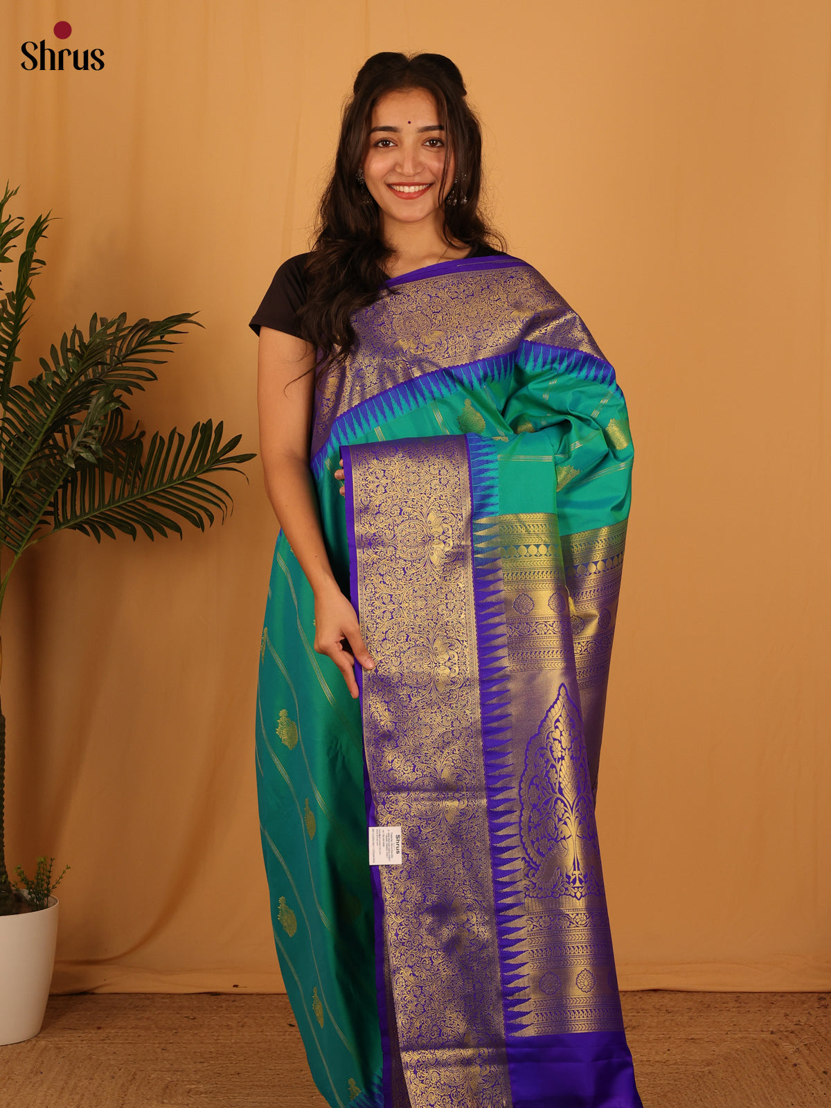 Green & Blue  - Bangalori silk Saree