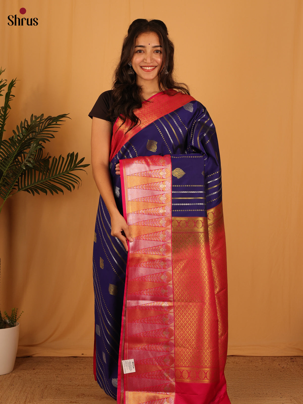 Violet & Pink - Bangalori silk Saree