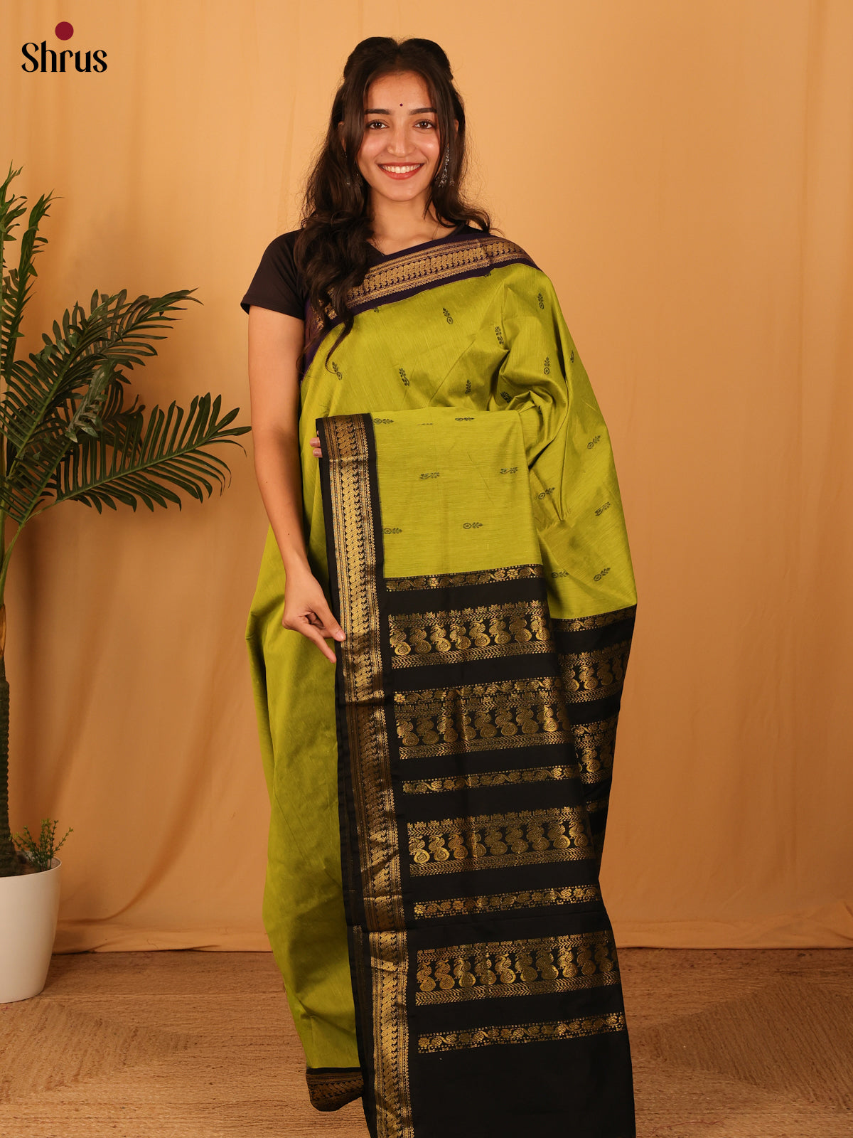 Green & Black - Kalyani Cotton Saree - Shop on Shrus.com