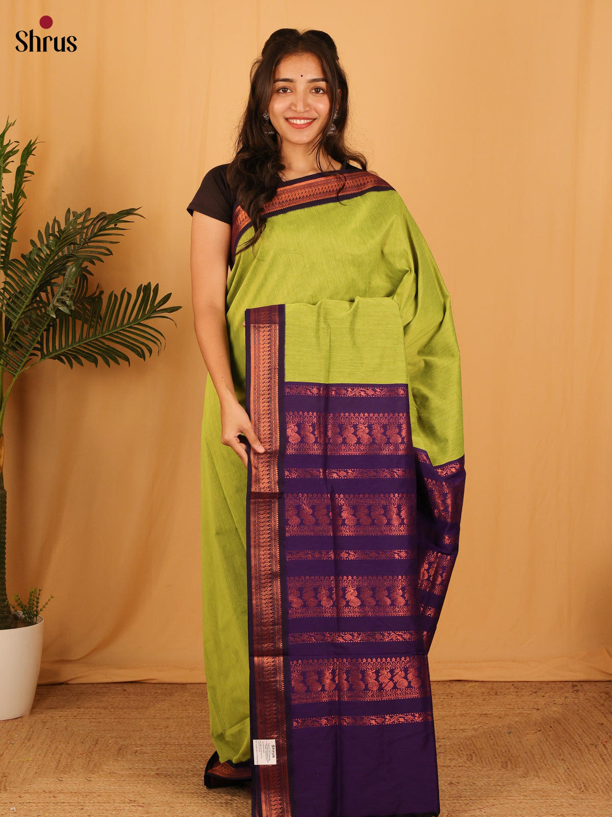 Green & Violet - Kalyani Cotton Saree