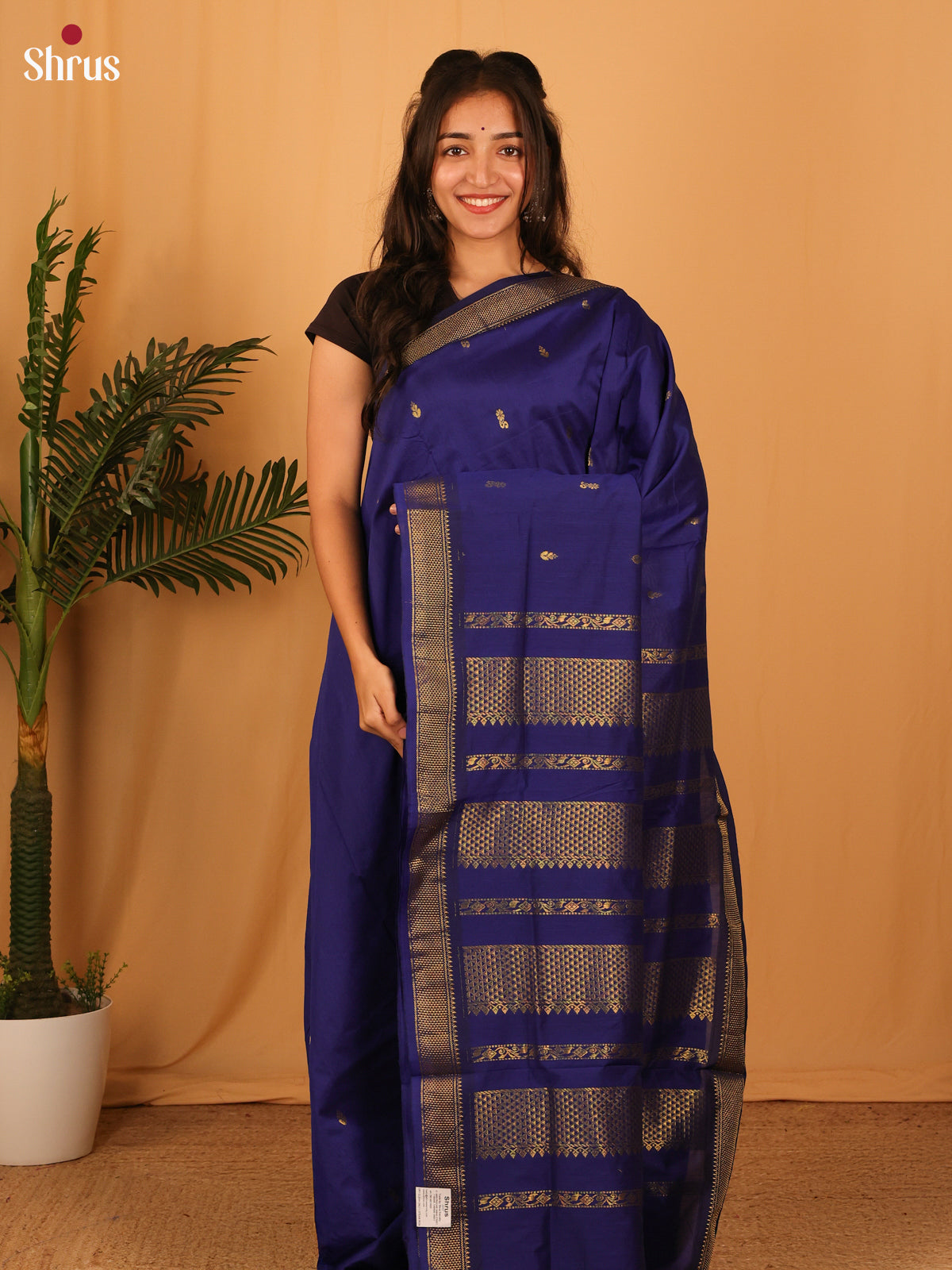 Blue- Kalyani Cotton Saree - Shop on Shrus.com