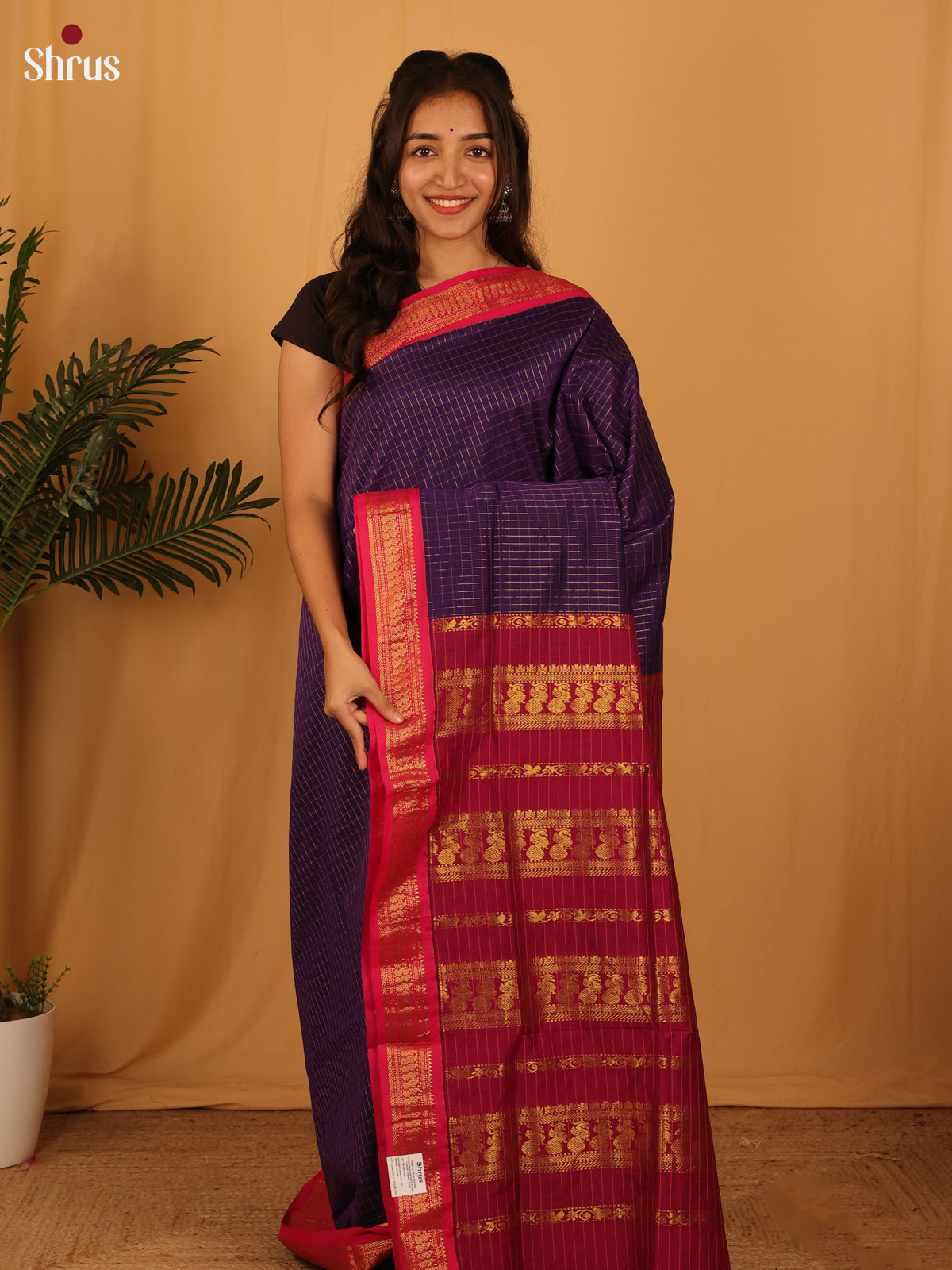 Violet & Maroon- Kalyani Cotton Saree