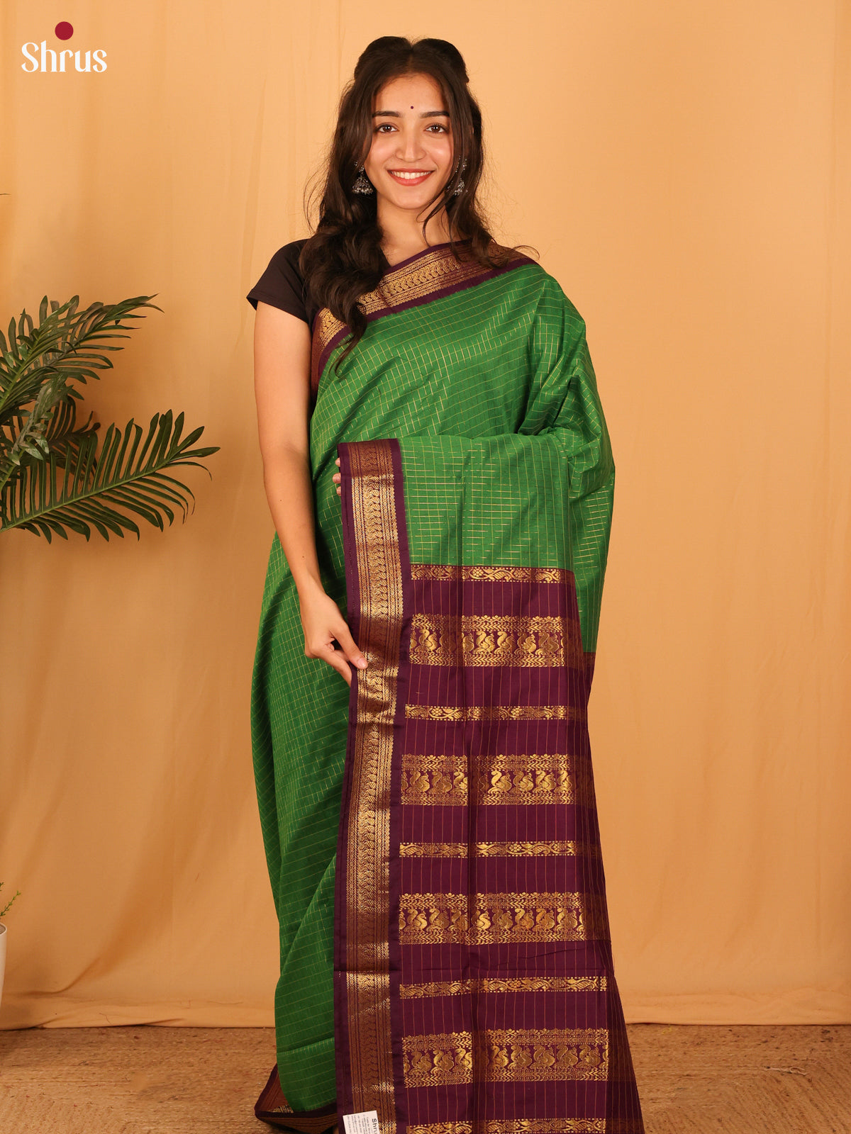 Green & Maroon - Kalyani Cotton Saree