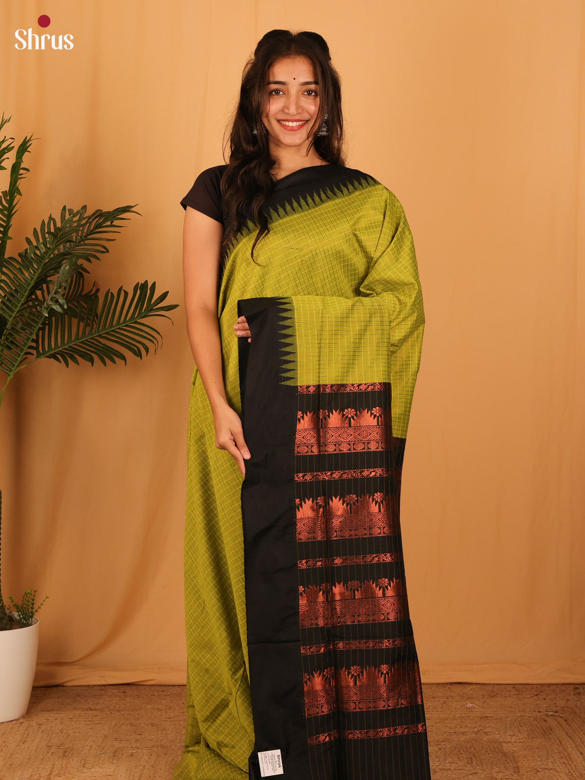 Green & Black - Kalyani Cotton Saree - Shop on Shrus.com