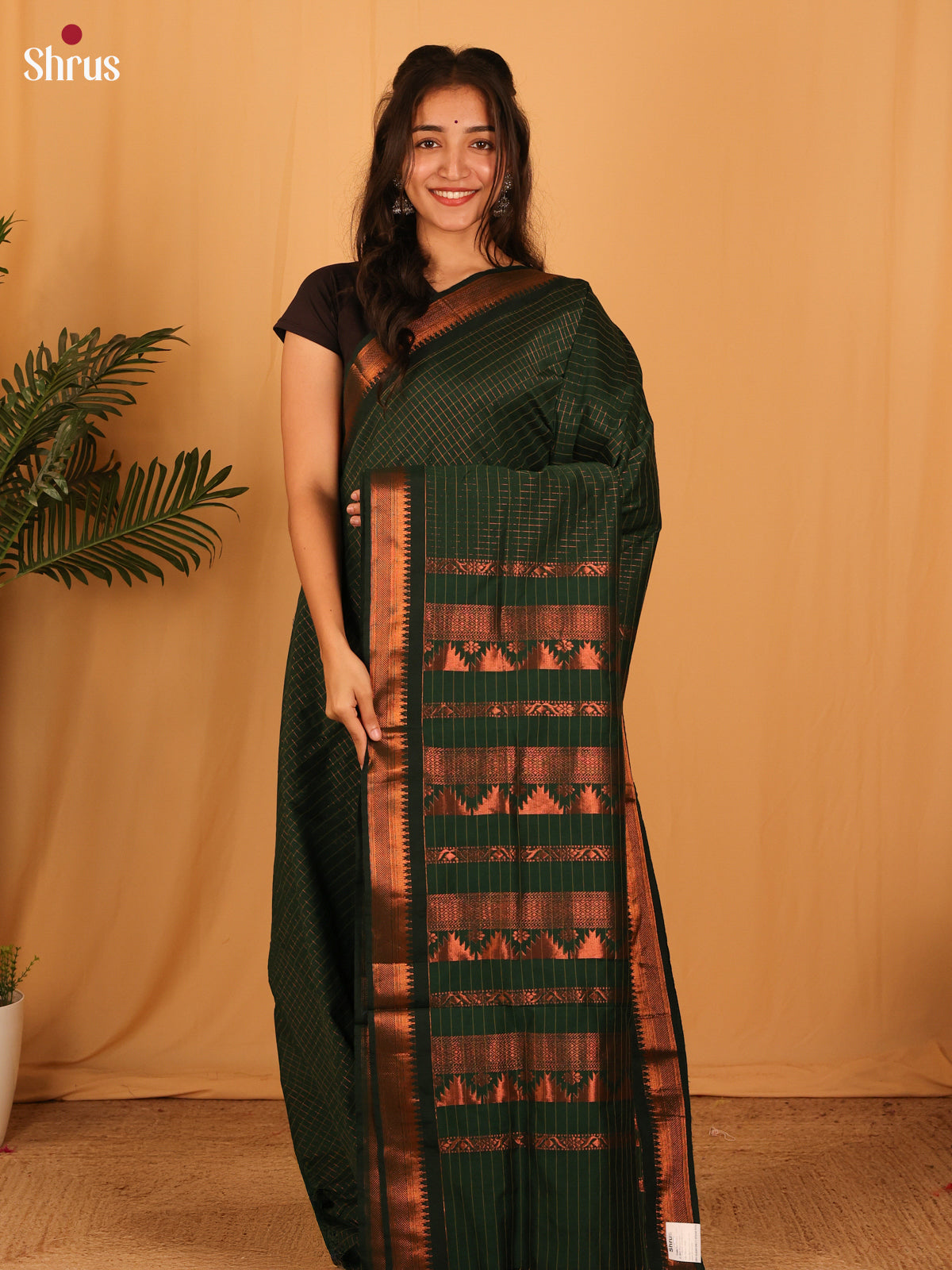 Green(Single Tone) - Kalyani Cotton Saree - Shop on Shrus.com