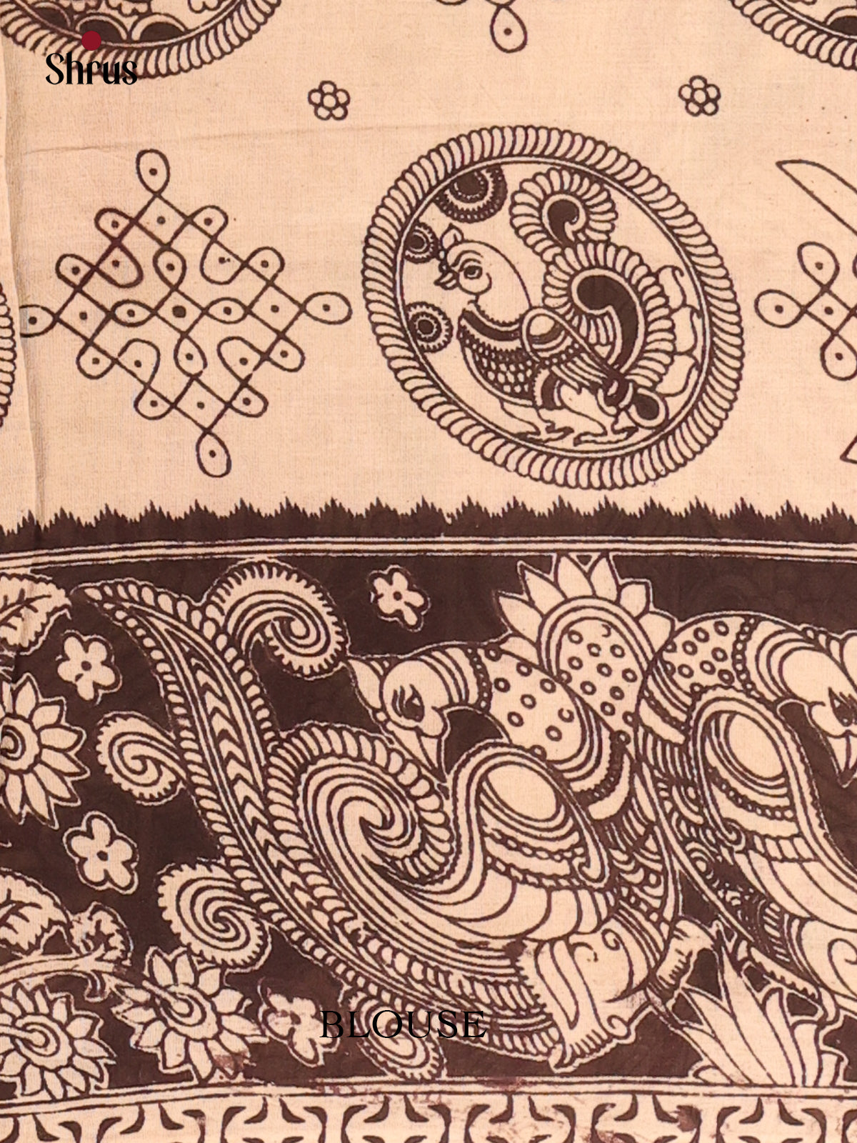 Beige & Black - kalamkari-cotton Saree