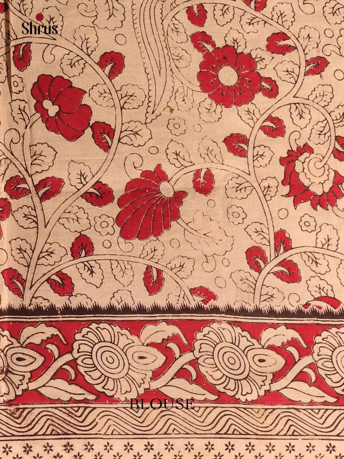 Beige & Maroon- kalamkari-cotton Saree