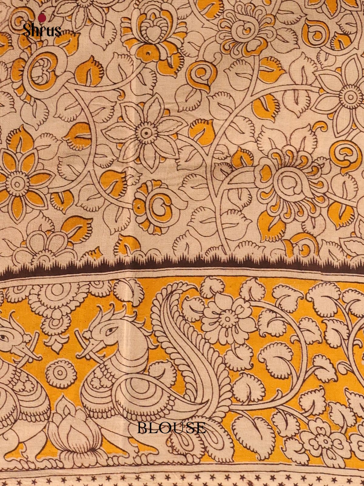 Beige & Mustard  - kalamkari-cotton Saree