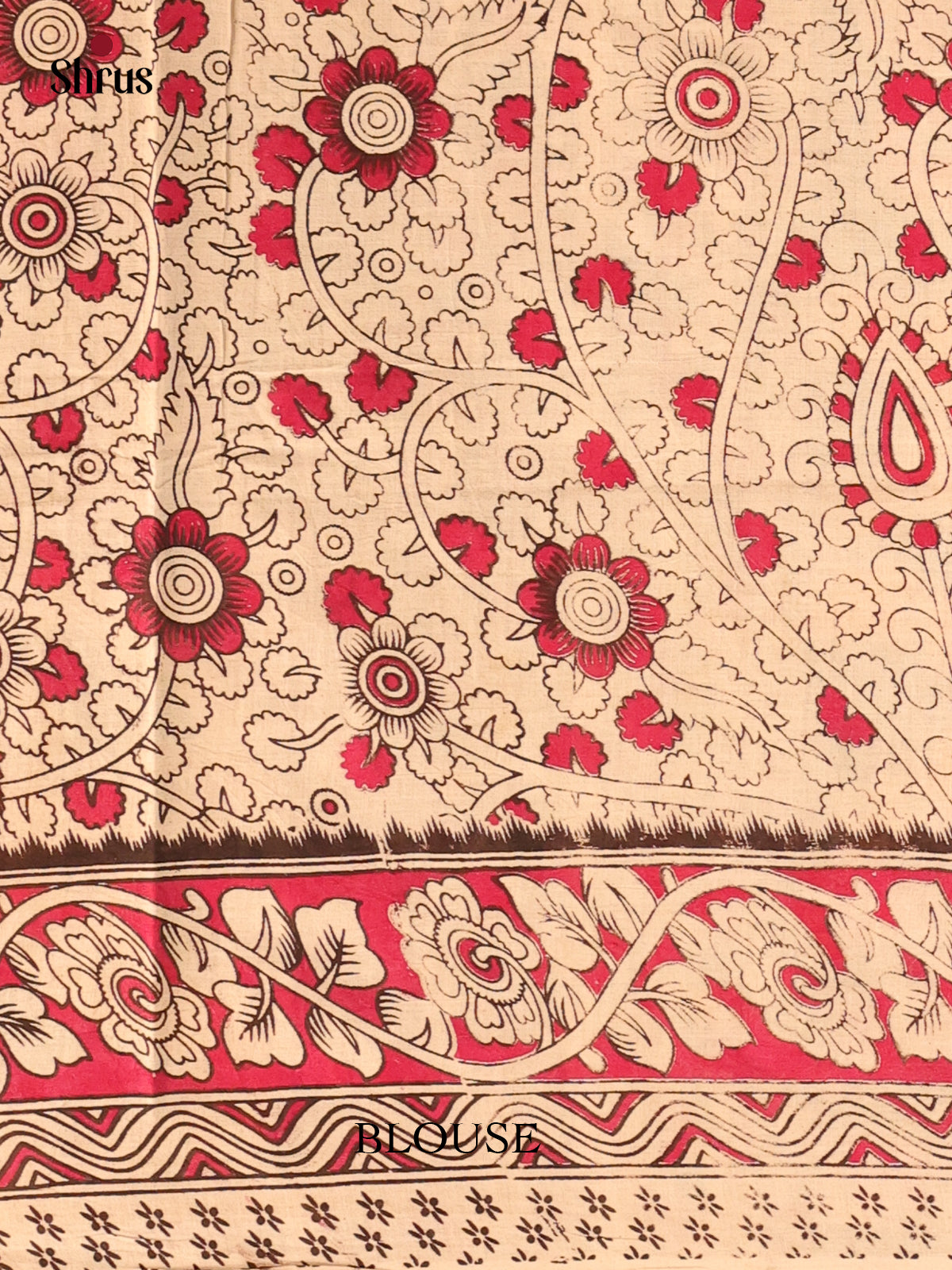 Beige & Pink- kalamkari-cotton Saree - Shop on Shrus.com